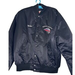 Birdie Metro North Bomber Jacket Embroidered‎ Made in USA Quilt Lined XL